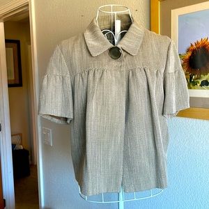 Mac & Jac tan tweed short jacket. Fully lined. Size 12 (large)